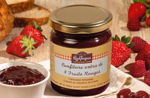 Lot de 2 Confitures extra de 4 fruits rouges (fraise, griotte, framboise, groseille)