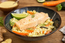Lot de 2 Pavés de saumon au riz basmati sauce citron et gingembre
