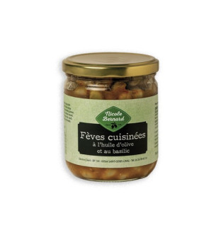 Fèves cuisinées à l’huile d’olive et au basilic