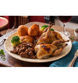 Cailles sur lit de cèpes à la graisse de canard (2 cailles)