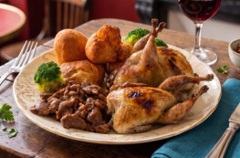 Cailles sur lit de cèpes à la graisse de canard (2 cailles)