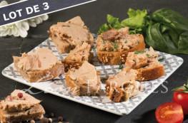 Lot de 3 boites de tartinades au confit d'oie (20% de foie gras)