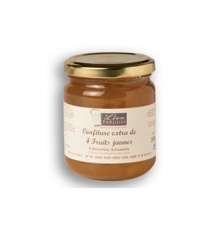 Lot de 5 confitures extra 4 fruits jaunes - abricot, pêche, mirabelle, poire